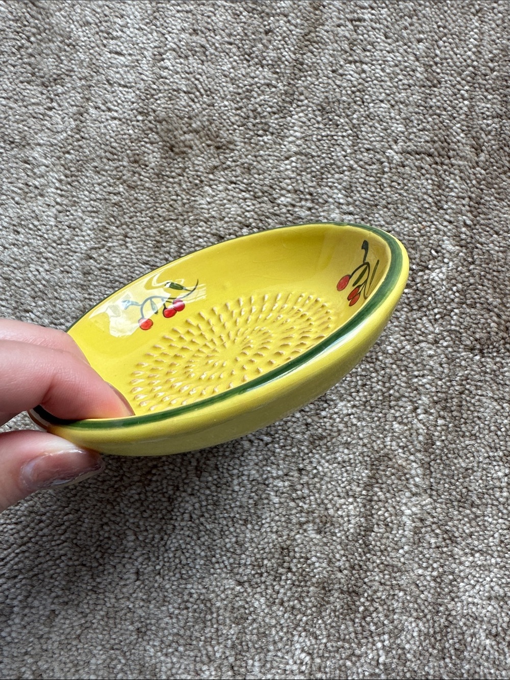 Yellow Ceramic Cherry Grater Plate - Picture 3 of 4